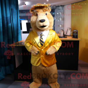 Guld Capybara maskot...