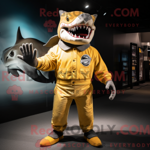 Guld Megalodon maskot...