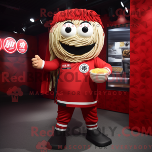 Rode Ramen-mascottekostuum...