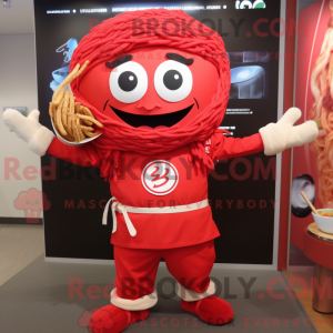 Rød Ramen-maskotdraktfigur...