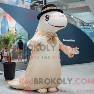 Beige Whale maskot kostume...
