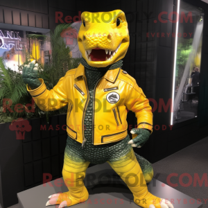 Gul krokodille maskot...