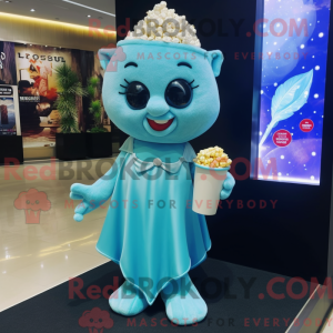 Cyan Pop Corn maskot...