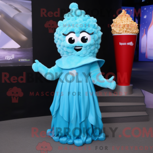 Cyan Pop Corn maskot...