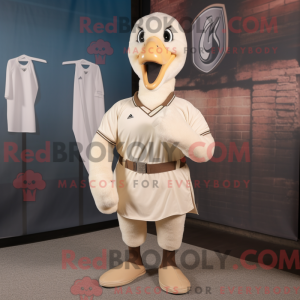 Beige Swans maskot kostume...