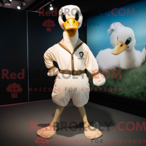 Beige Swans maskot kostume...