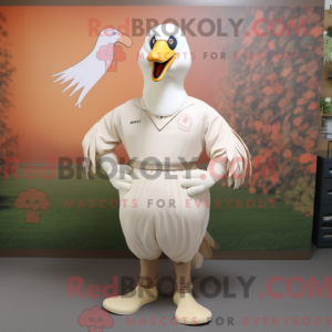 Beige Swans maskot kostume...