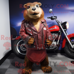Maroon Capybara mascot...