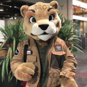 Beige Mountain Lion mascot...