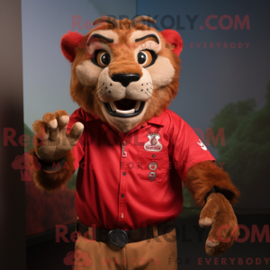 Red Smilodon mascot costume...