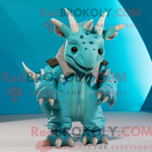 Turkis Triceratops maskot...