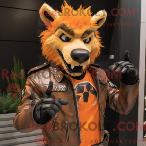 Orange hyæne maskot kostume...