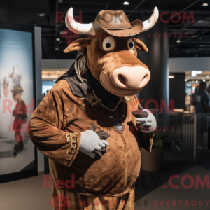 Brun Zebu maskot kostume...