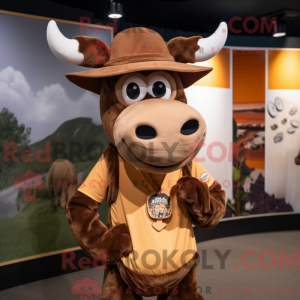 Brun Zebu maskot kostume...