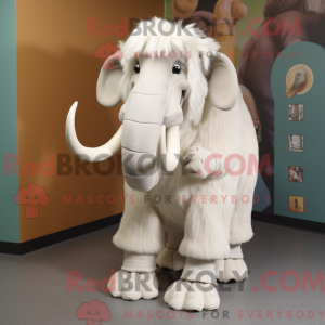 Hvid Mammoth maskot kostume...