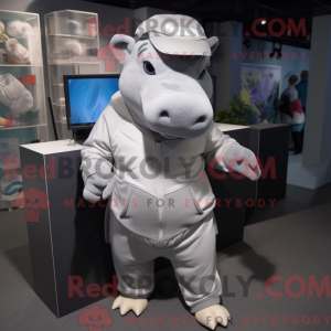 Silver Hippopotamus mascot...