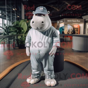 Silver Hippopotamus mascot...