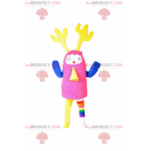 Multicolored mascot with reindeer ears - Redbrokoly.com