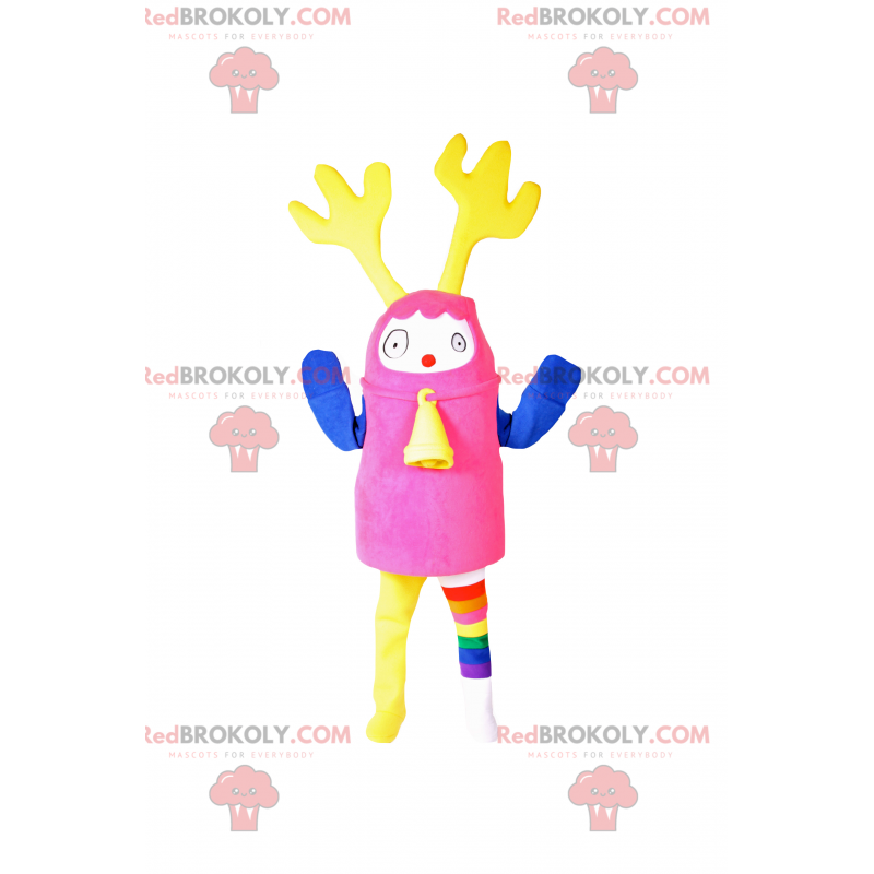 Mascote multicolorido com orelhas de rena - Redbrokoly.com