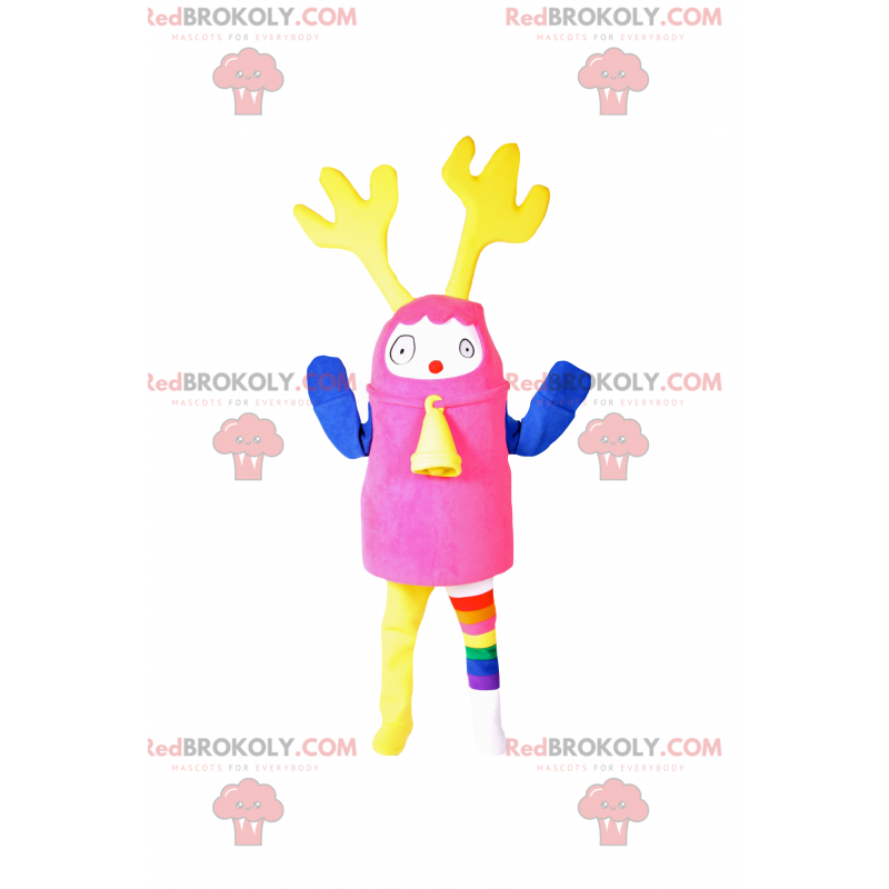 Multicolored mascot with reindeer ears - Redbrokoly.com