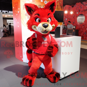 Red Lynx-maskotdraktfigur...