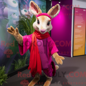 Fantasia de mascote de canguru magenta com blusa e cachecóis - Mascotes canguru - REBROKO_269806 - RedBrokoly.com