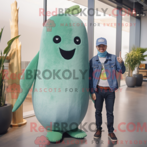 Olive Narwhal maskot kostym...