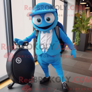 Blå Unicyclist maskot...