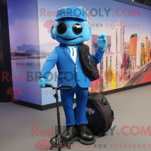 Blå Unicyclist maskot...