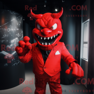 Rode demon mascottekostuum...