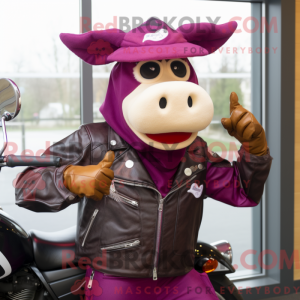 Magenta Guernsey Cow maskot...
