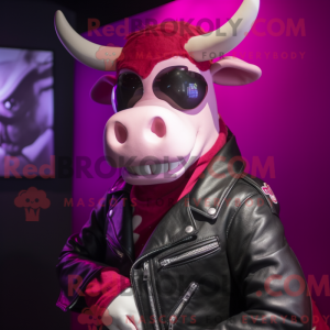 Magenta Guernsey Cow maskot...