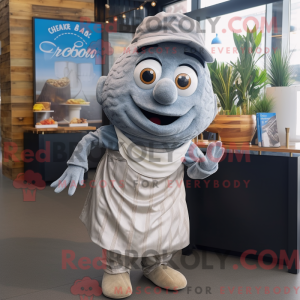 Grå Fish And Chips maskot...