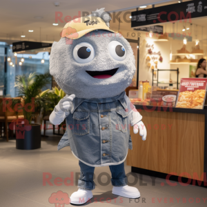 Grå Fish And Chips maskot...