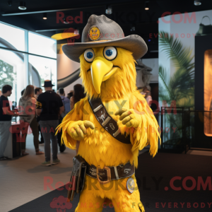 Yellow Hawk mascot costume...