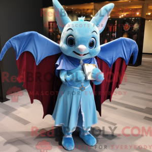 Sky Blue Bat mascot costume...