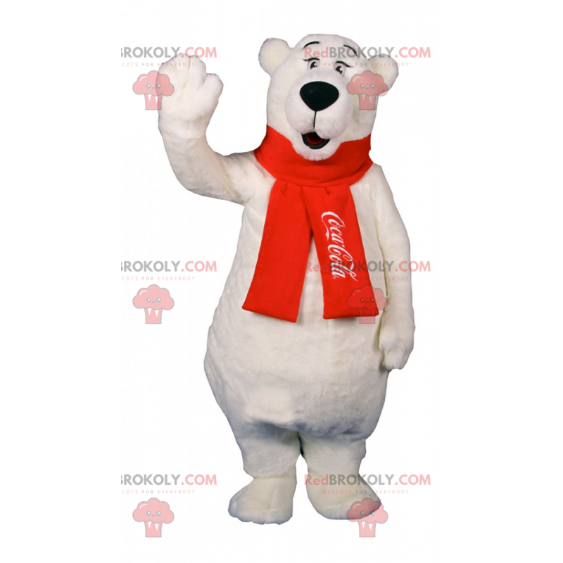 Mascote do urso polar com lenço vermelho Coca-Cola -