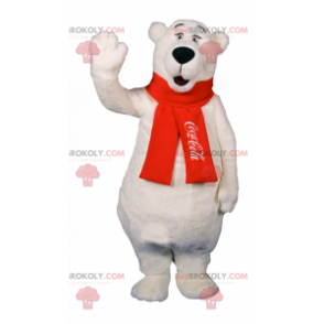 Mascotte orso polare con sciarpa rossa Coca-Cola -