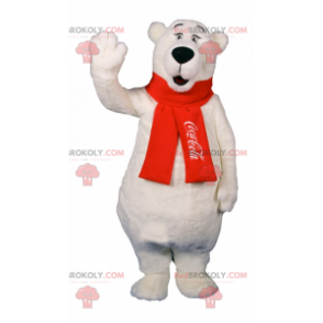 Polar bear mascot with Coca-Cola red scarf - Redbrokoly.com