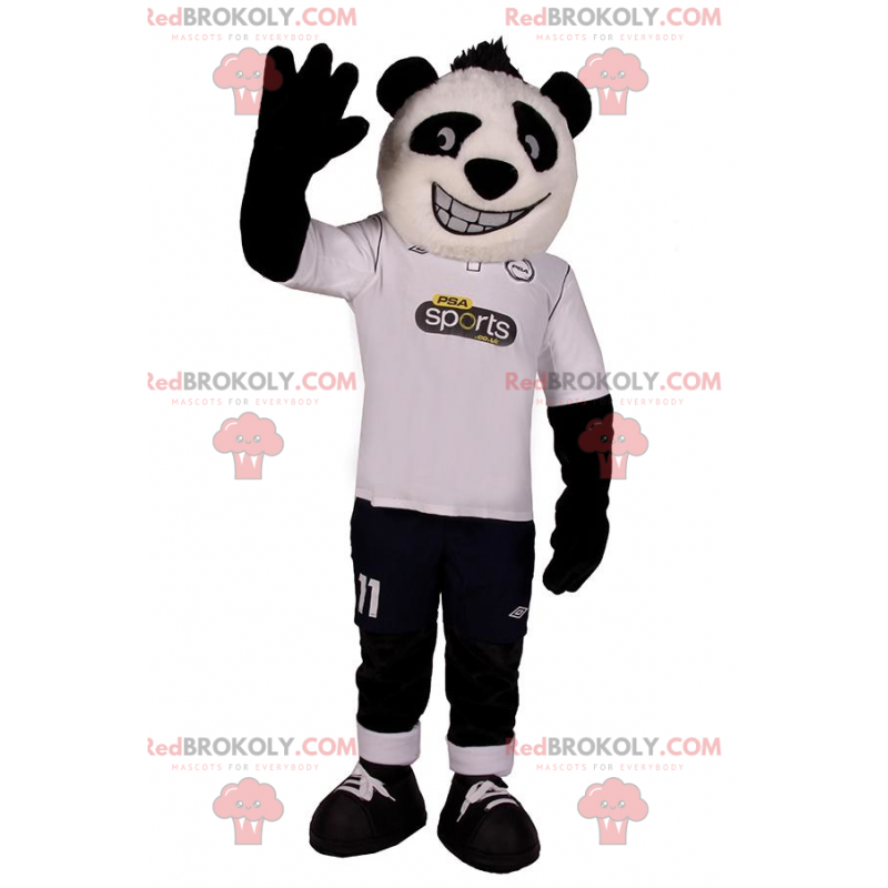 Mascote panda em equipamento de futebol - Redbrokoly.com