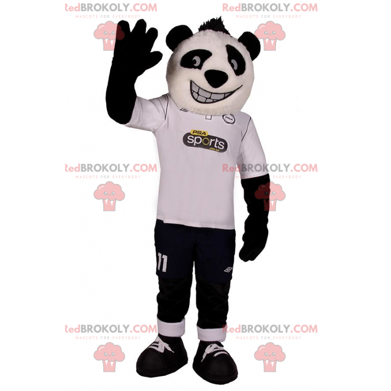 Panda maskot i fodboldudstyr - Redbrokoly.com