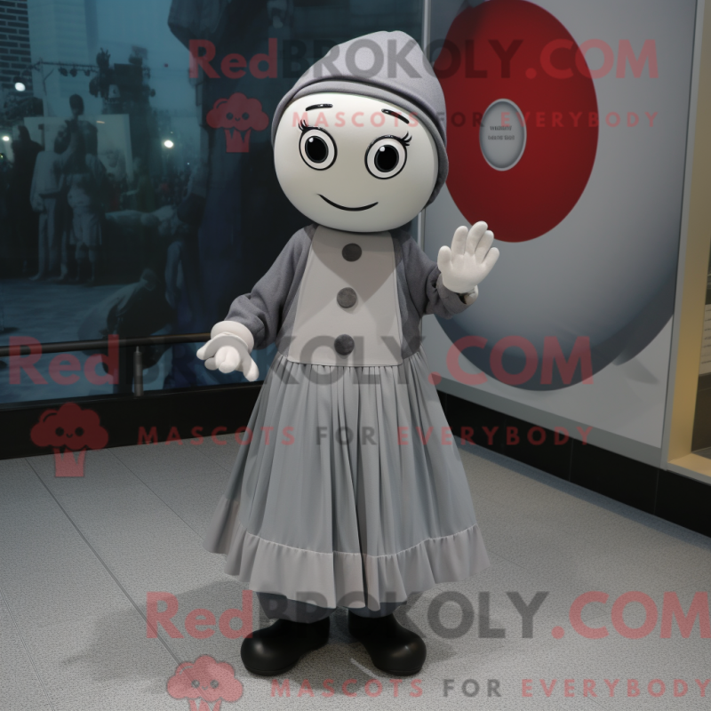 Fantasia de mascote de Mime cinza com saia circular e gorros - Mascotes mímicos - REBROKO_270024 - RedBrokoly.com