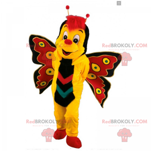 Mascotte papillon jaune et rouge - Redbrokoly.com