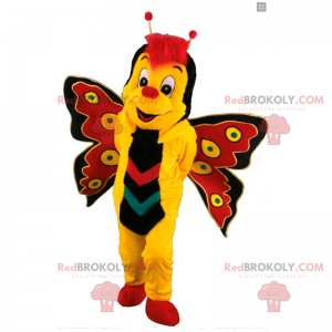 Yellow and red butterfly mascot - Redbrokoly.com