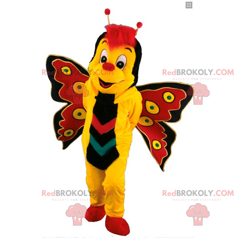 Mascote borboleta amarela e vermelha - Redbrokoly.com