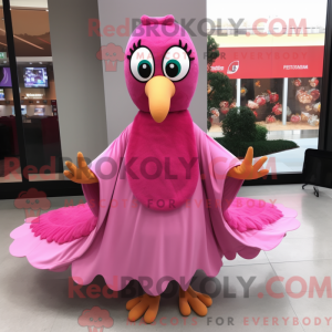 Pink Tyrkiet maskot kostume...