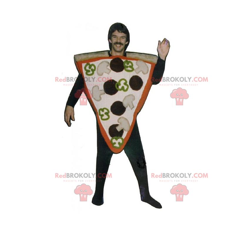 Mascote recheado com fatia de pizza - Redbrokoly.com