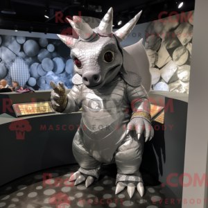 Silver Triceratops mascot...