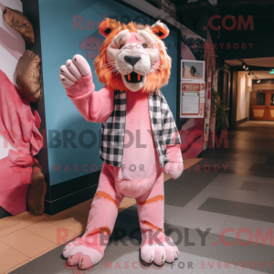 Pink sabeltand tiger maskot...