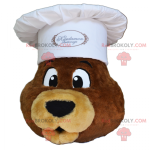 Mascotte personnage - Tête d'ourson Chef - Redbrokoly.com